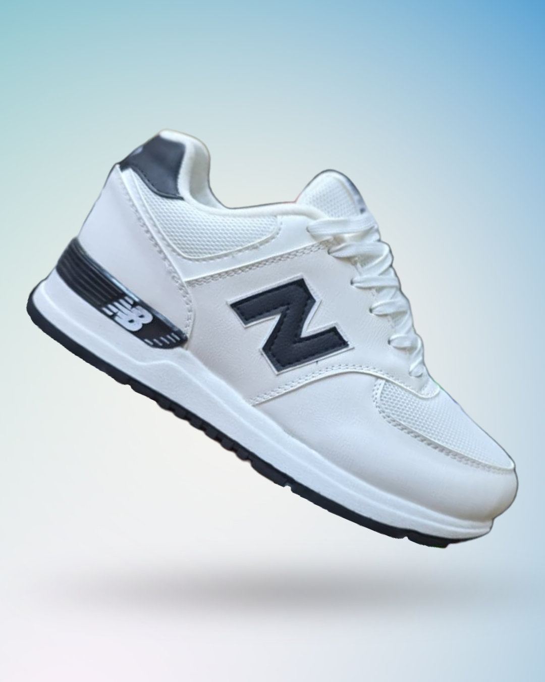 Zapatilla New Balance 574 color blanco logo negro para hombre, tallas del 39 al 43
