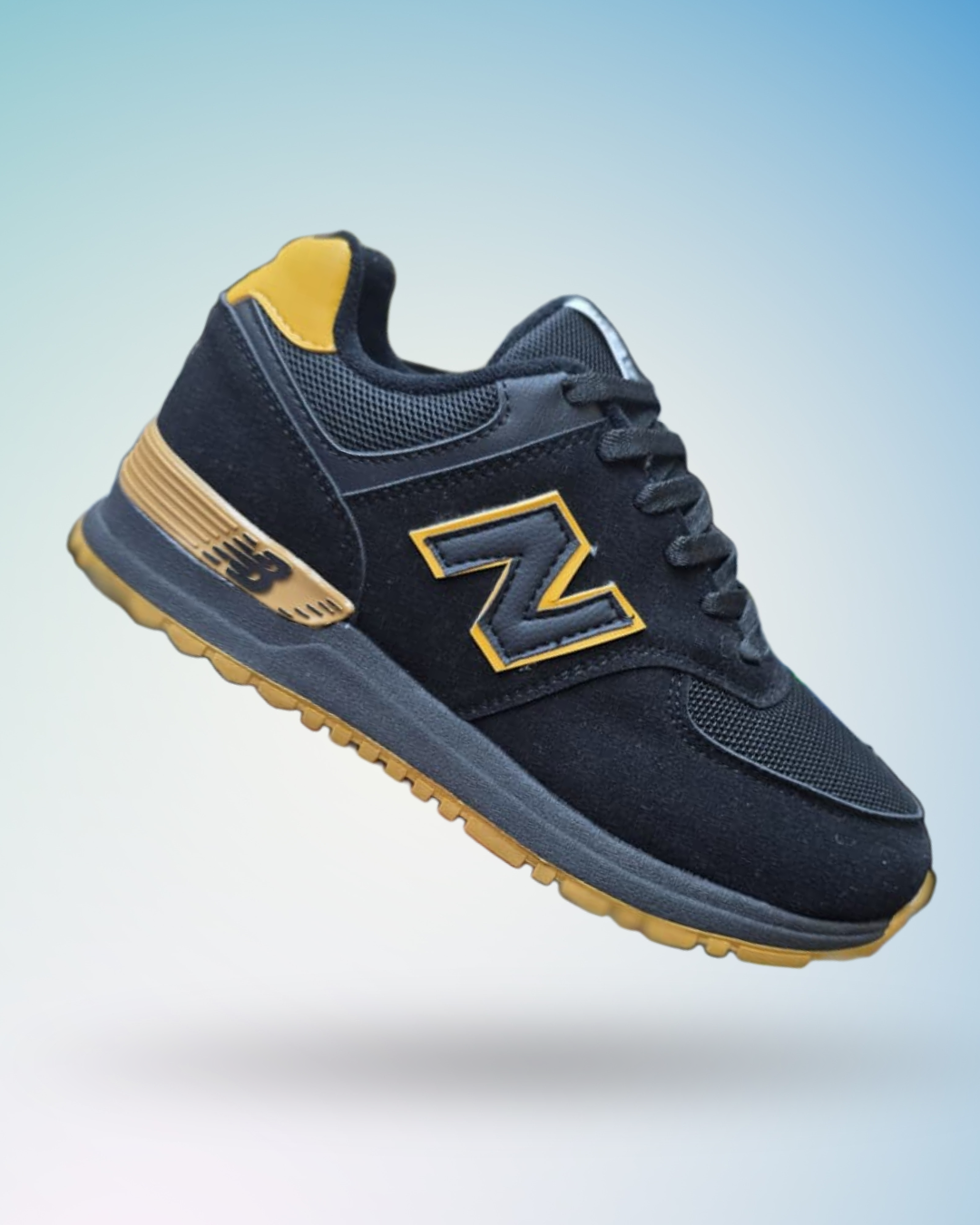 Zapatilla New Balance 574 color negro amarillopara hombre, tallas del 39 al 43