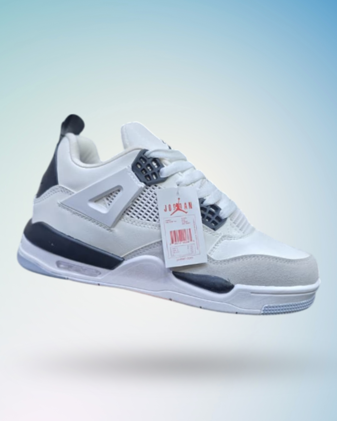 Air Jordan 4 Retro blanco con acero